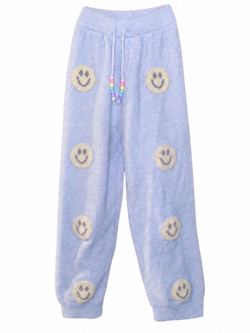 Lola + The Boys Lavender Plush Smiley Joggers with Beaded Drawstring